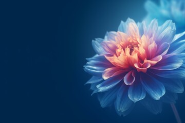 Abstract flower blue background. Generate Ai