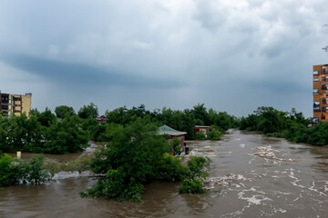 Floods. Flood. Streets, promenades and beach flooded. Rains and storms. Storm. Hurricane. ...