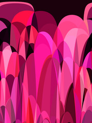 Bright art deco creative style in shades of red with striped contemporary pattern on a dark background