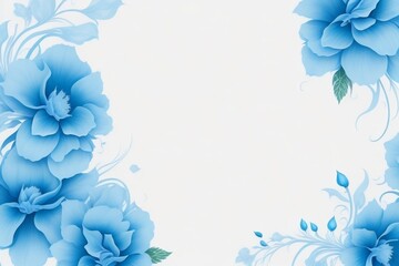 Beautiful floral background with blue flowers. Floral frame AI Generative