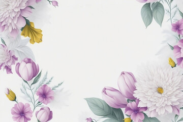 Beautiful floral background with spring flowers. Floral frame AI Generative
