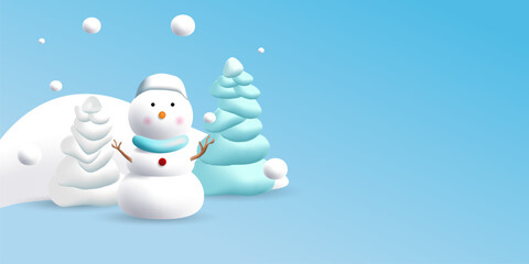 Christmas background decorated with beautiful snowmen. vector illustration