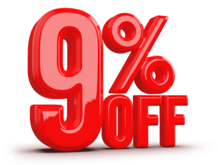 9 Percentage Off Numbers 3D Red