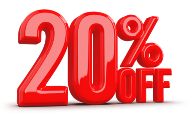 20 Percentage Off Numbers 3D Red