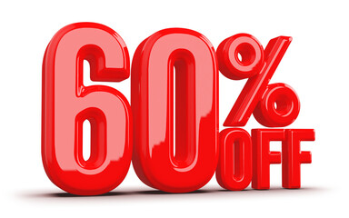 60 Percentage Off Numbers 3D Red