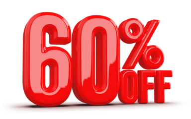 60 Percentage Off Numbers 3D Red