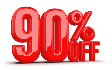 90 Percentage Off Numbers 3D Red