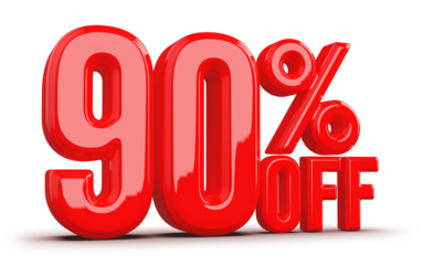 90 Percentage Off Numbers 3D Red