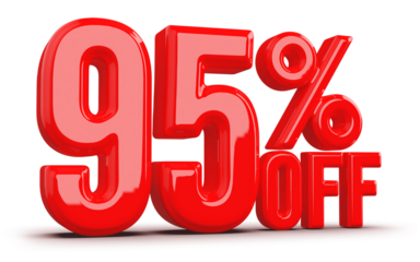 95 Percentage Off Numbers 3D Red