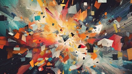 Exploding Textures: A Wild Abstract AI Collage of Iconic Art and Colours: Generative AI