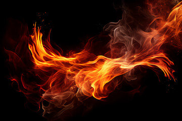 Fototapeta premium Fire flames on black background, generative ai