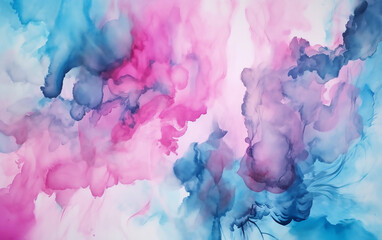 Abstract blue and pink watercolor background. Generative AI technology.