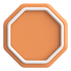 3D octagon button. Empty button. 3D illustration.