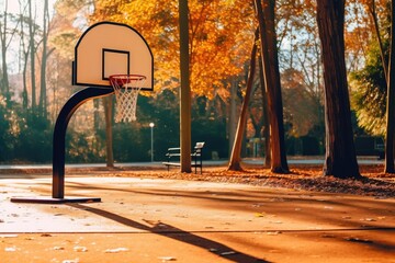 Basketball hoop in park. Generative AI