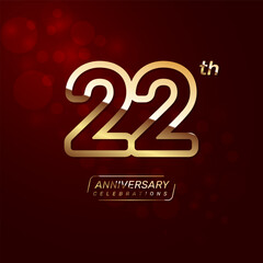 22th year anniversary logo design with a double line concept in gold color