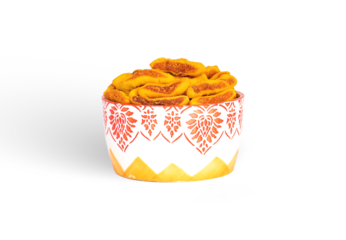 Fried Bhakarwadi Tea Time Snack isolated on white background