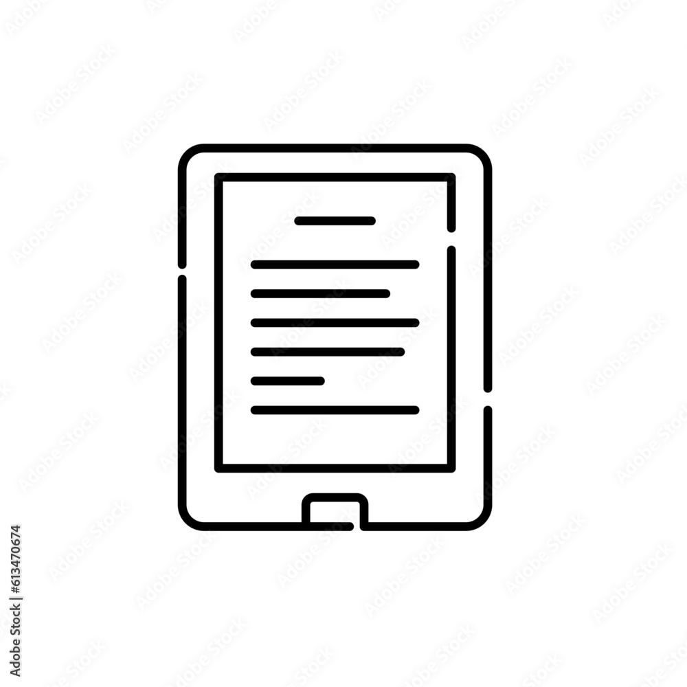 Poster electronic book reader device. digital library access from any place. pixel perfect, editable stroke