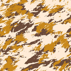 Abstract Hand Drawing Camouflage Brush Strokes Animal Skin Seamless Vector Pattern Isolated Background