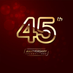 45th year anniversary logo design with a double line concept in gold color