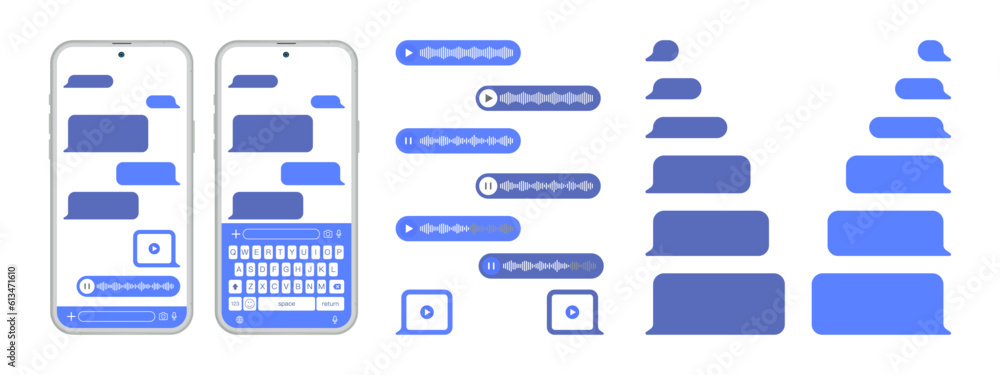 Poster message bubble chats for smartphones, with vector chat boxes designed for mobile messaging applicati
