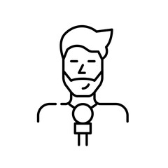 TV news reporter. Man holding a microphone. Pixel perfect, editable stroke icon