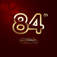 84th year anniversary logo design with a double line concept in gold color