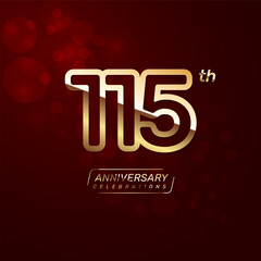 115th year anniversary logo design with a double line concept in gold color