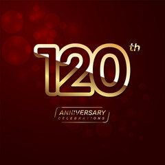 120th year anniversary logo design with a double line concept in gold color