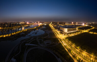 Xi'an city by night - obrazy, fototapety, plakaty