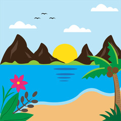 Fototapeta na wymiar Seaside Serenity Illustration