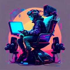child playing games-Created using Ai technology