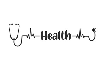 Stethoscope Heart Vector, Medical tools Vector, Stethoscope typography, Doctor, Nurse, Health, illustration, Clip Art, medical illustration, Typography