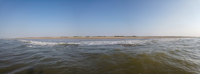 Panoramic picture over the beach of Ouddorp in Holland in the evening