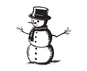 Snowman hand drawn illustrations, vector.