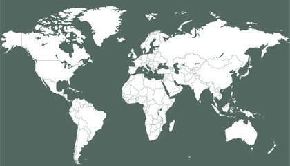 World map. Silhouette map. Color modern vector map	