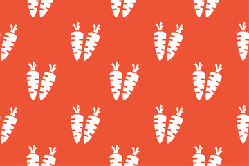 Seamless vector pattern with carrots. Trendy carrot vegetable background for fabric, wallpaper, wrapping, textile etc. minimal flat icon design