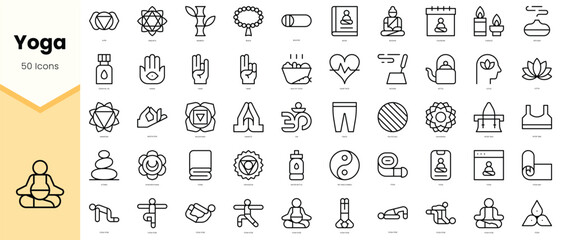 Set of yoga Icons. Simple line art style icons pack. Vector illustration - obrazy, fototapety, plakaty