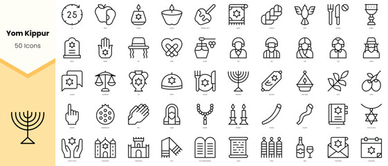 Set of yom kippur Icons. Simple line art style icons pack. Vector illustration - obrazy, fototapety, plakaty