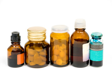 Medicine bottles isolated on white
