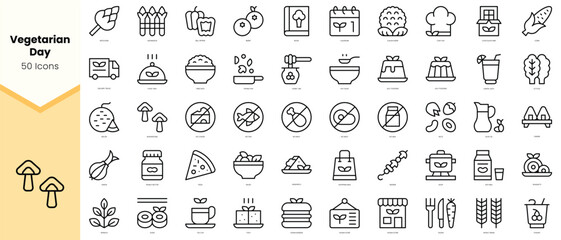 Set of world vegetarian day Icons. Simple line art style icons pack. Vector illustration - obrazy, fototapety, plakaty