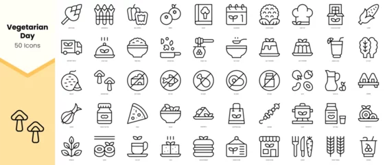 Fotobehang Set of world vegetarian day Icons. Simple line art style icons pack. Vector illustration © TriMaker