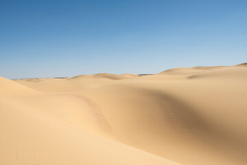 Fototapeta na wymiar Barren desert landscape in hot climate with sand dunes
