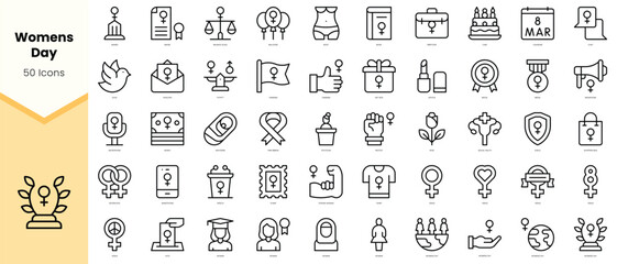 Obraz na płótnie Canvas Set of womens day Icons. Simple line art style icons pack. Vector illustration