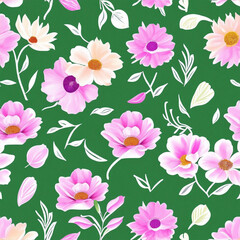 seamless pattern with pink flowers Generative AI