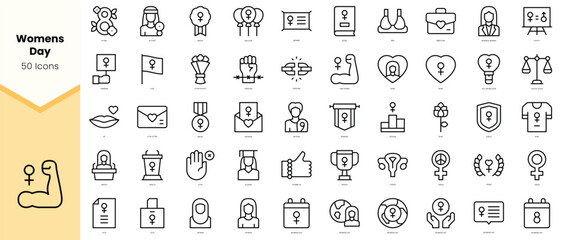 Obraz na płótnie Canvas Set of womens day Icons. Simple line art style icons pack. Vector illustration