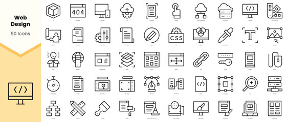 Set of web design Icons. Simple line art style icons pack. Vector illustration