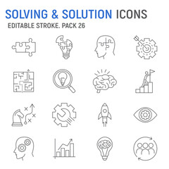Solution line icon set, business collection, seo vector graphics, logo illustrations, solving vector icons, optimizations for a search engine signs, outline pictograms, editable stroke