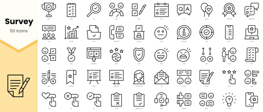 Set of survey Icons. Simple line art style icons pack. Vector illustration