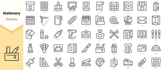 Set of stationery Icons. Simple line art style icons pack. Vector illustration - obrazy, fototapety, plakaty