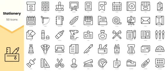 Foto op Aluminium Set of stationery Icons. Simple line art style icons pack. Vector illustration © TriMaker